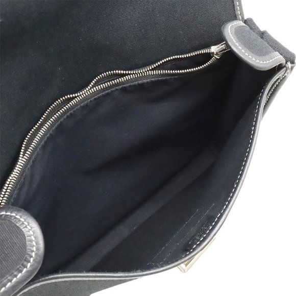 HERMES Buenaventura Shoulder Bag Pochette Toile Officier Leather Black - Picture 5 of 9